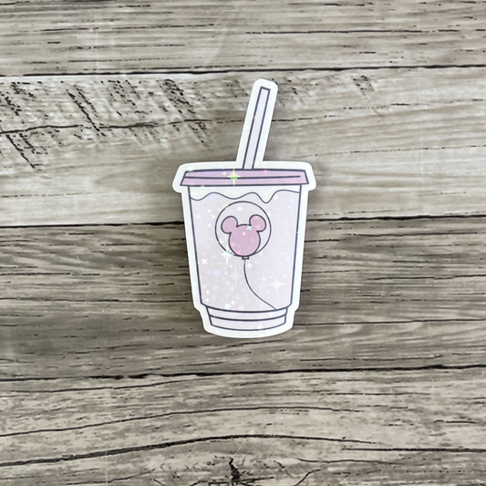 Mickey balloon pink drink sticker