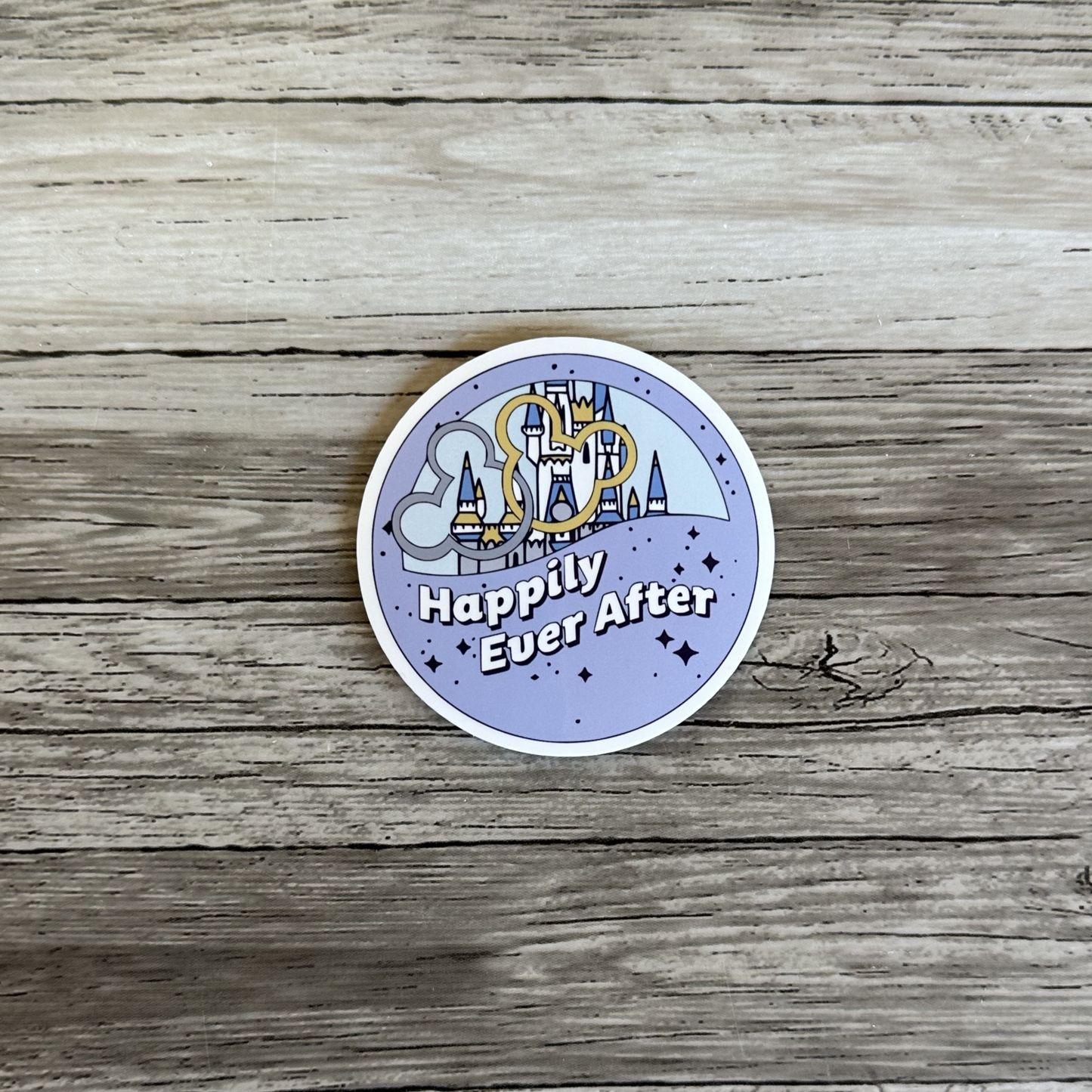 Happily ever after button sticker