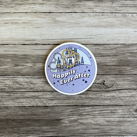 Happily ever after button sticker