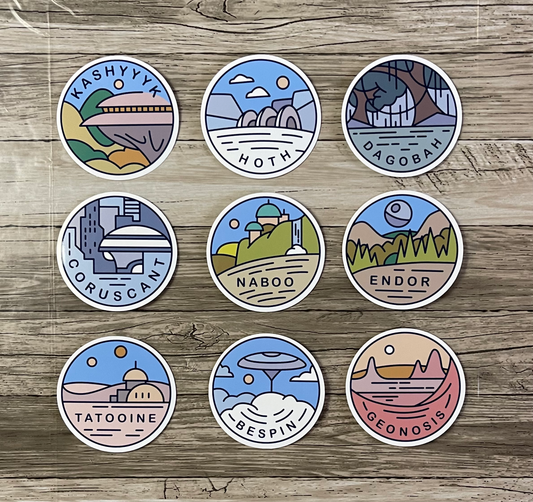 Star wars planets sticker