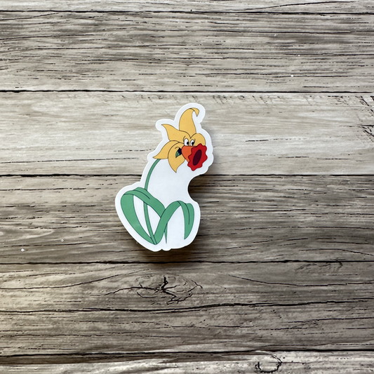 Daffodil flower sticker, Alice in wonderland
