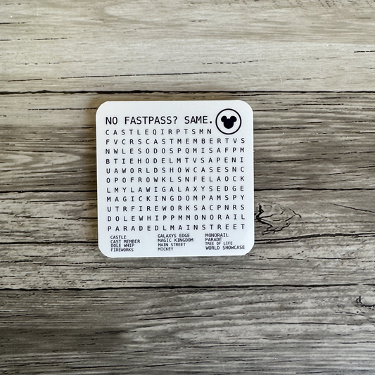 Disney word search sticker