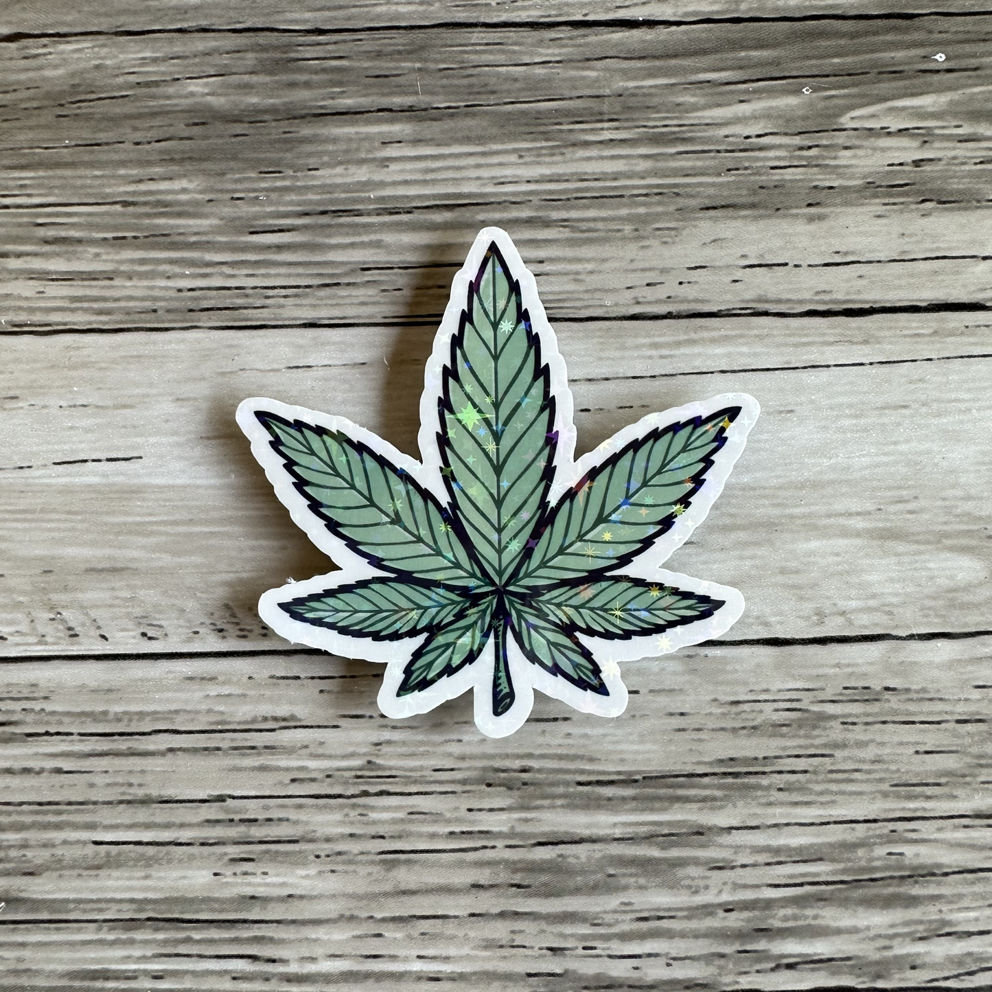 Green weed leaf sticker
