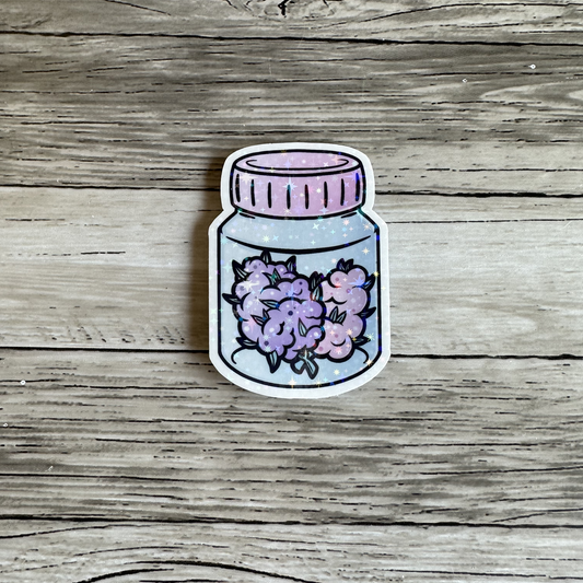 Purple weed nuggets jar sticker