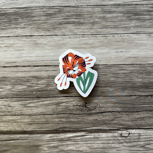 Tiger Lily flower sticker, Alice in wonderland