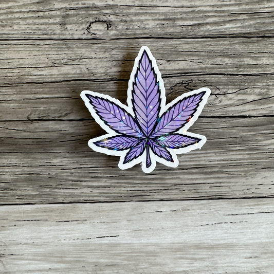 Purple weed leaf sticker
