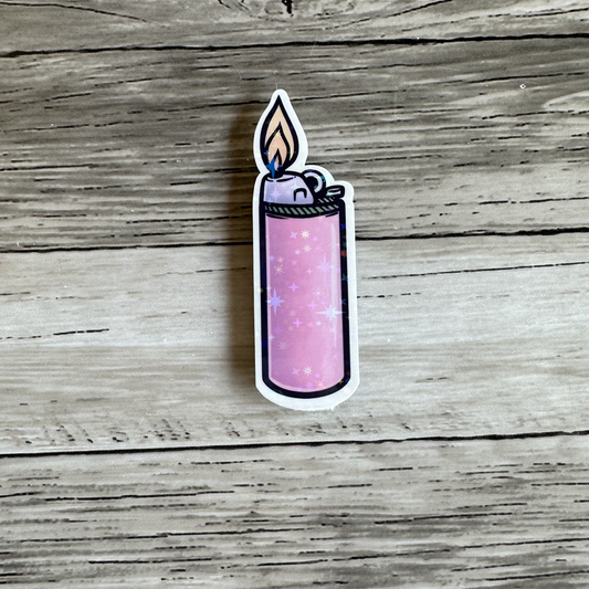 Pink lighter with flame sticker