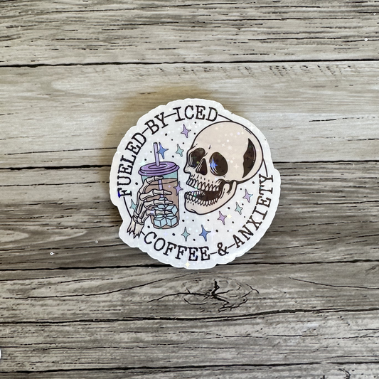 Fueled by coffee and anxiety sticker | Skeletons