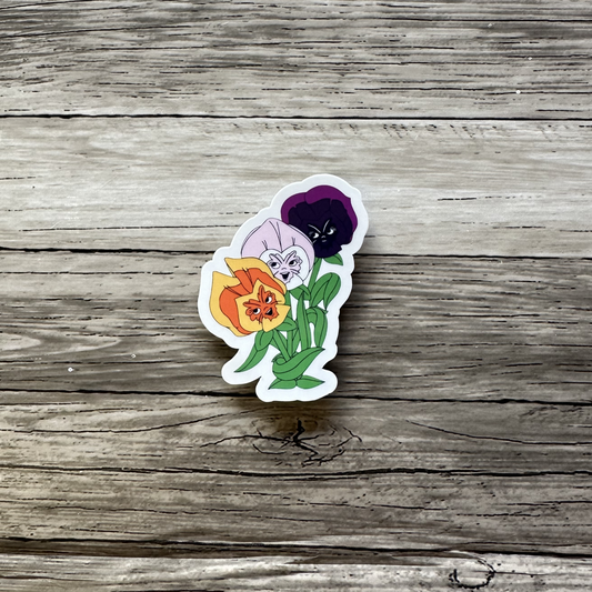 Pansies flower sticker, Alice in wonderland