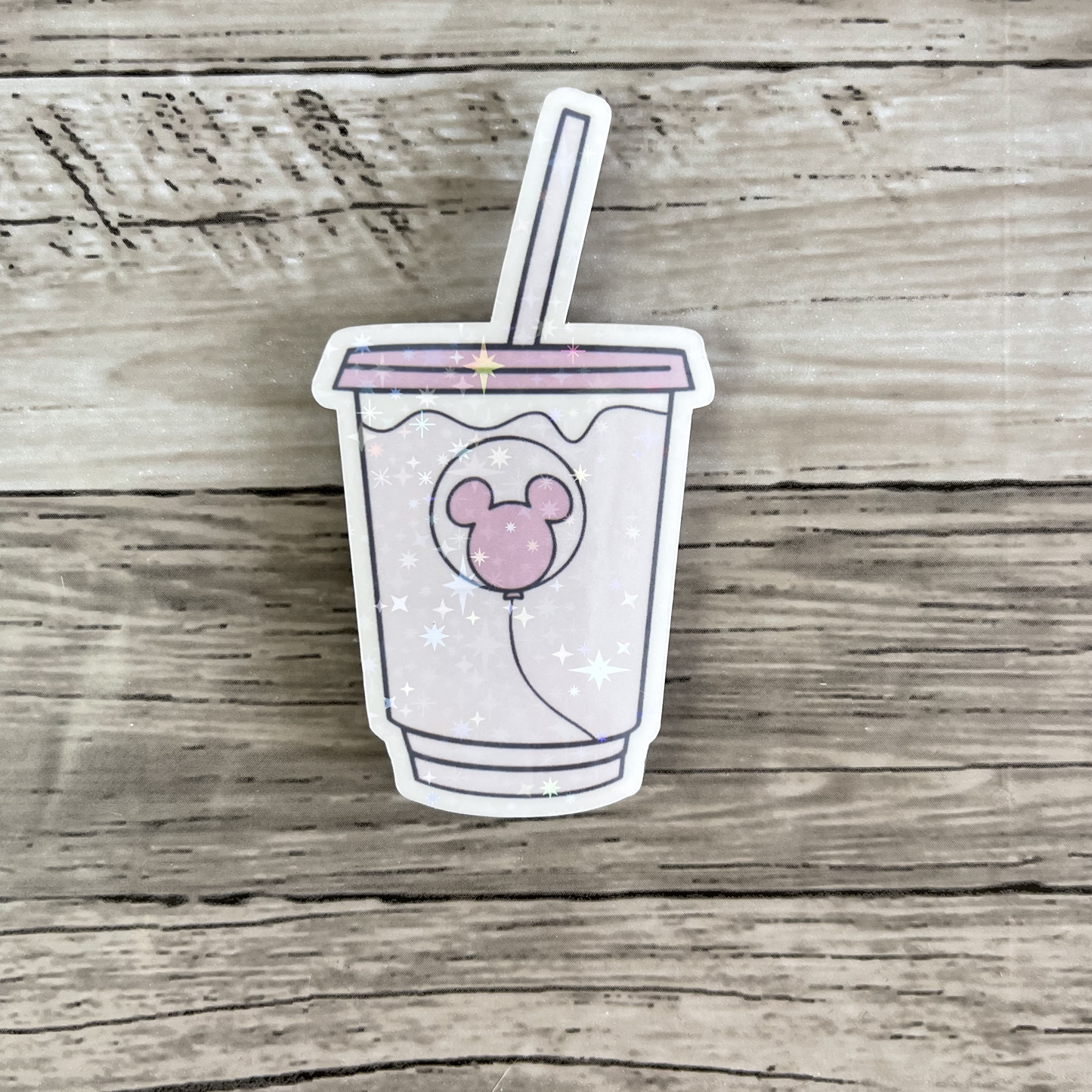 Mickey balloon pink drink sticker