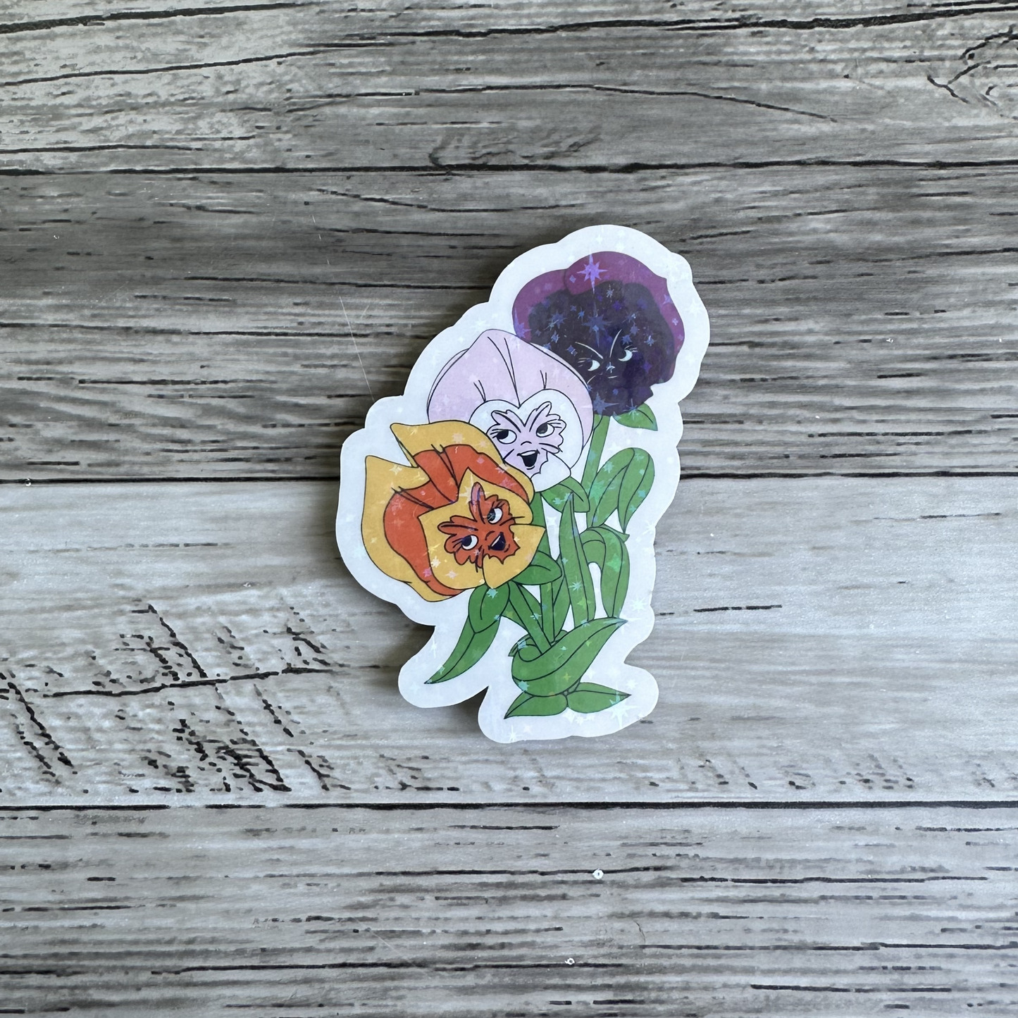 Pansies flower sticker, Alice in wonderland
