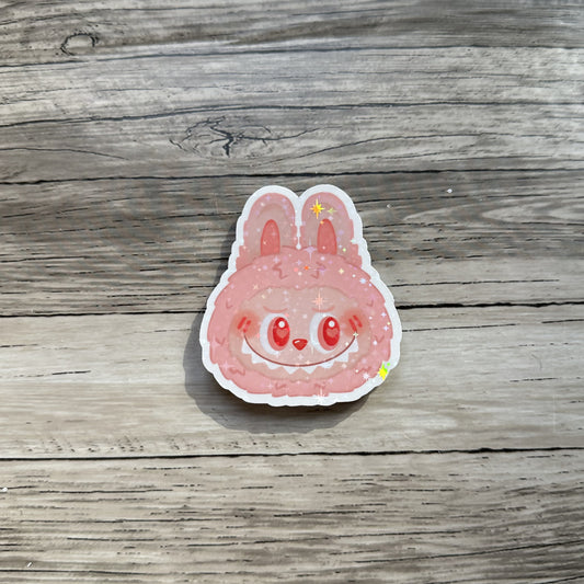 Pink Labubu head sticker