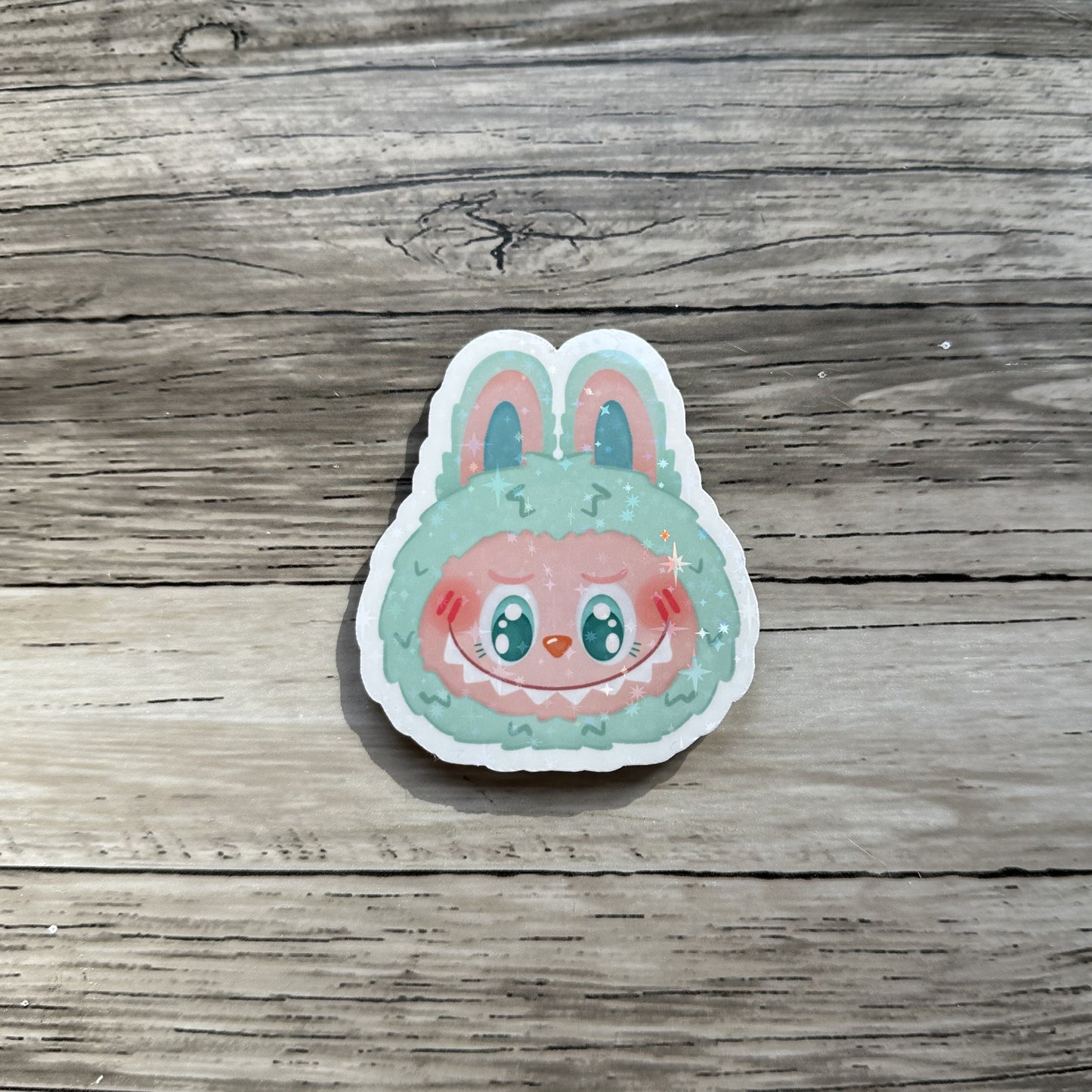 Teal Labubu head sticker
