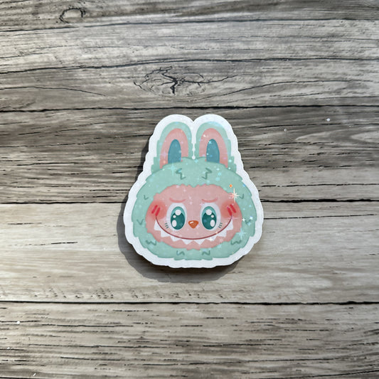 Teal Labubu head sticker