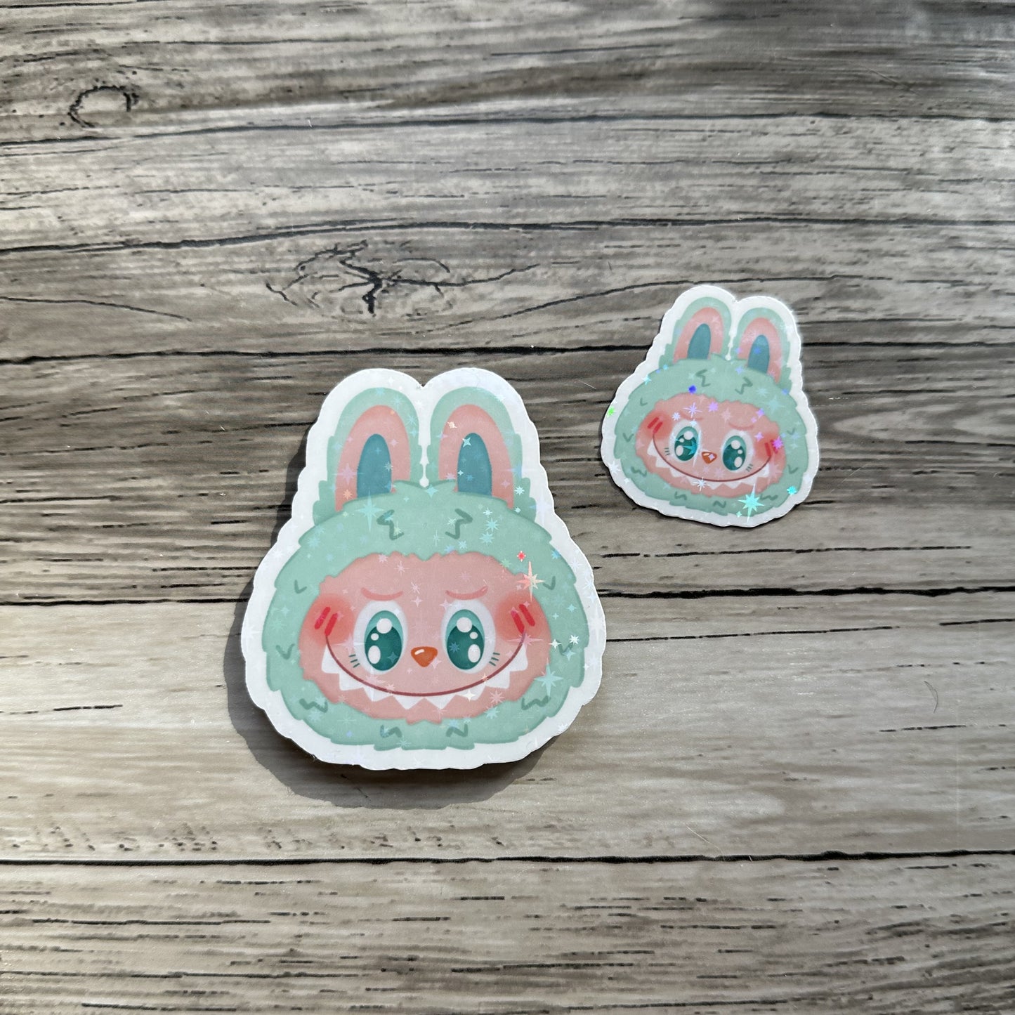 Teal Labubu head sticker