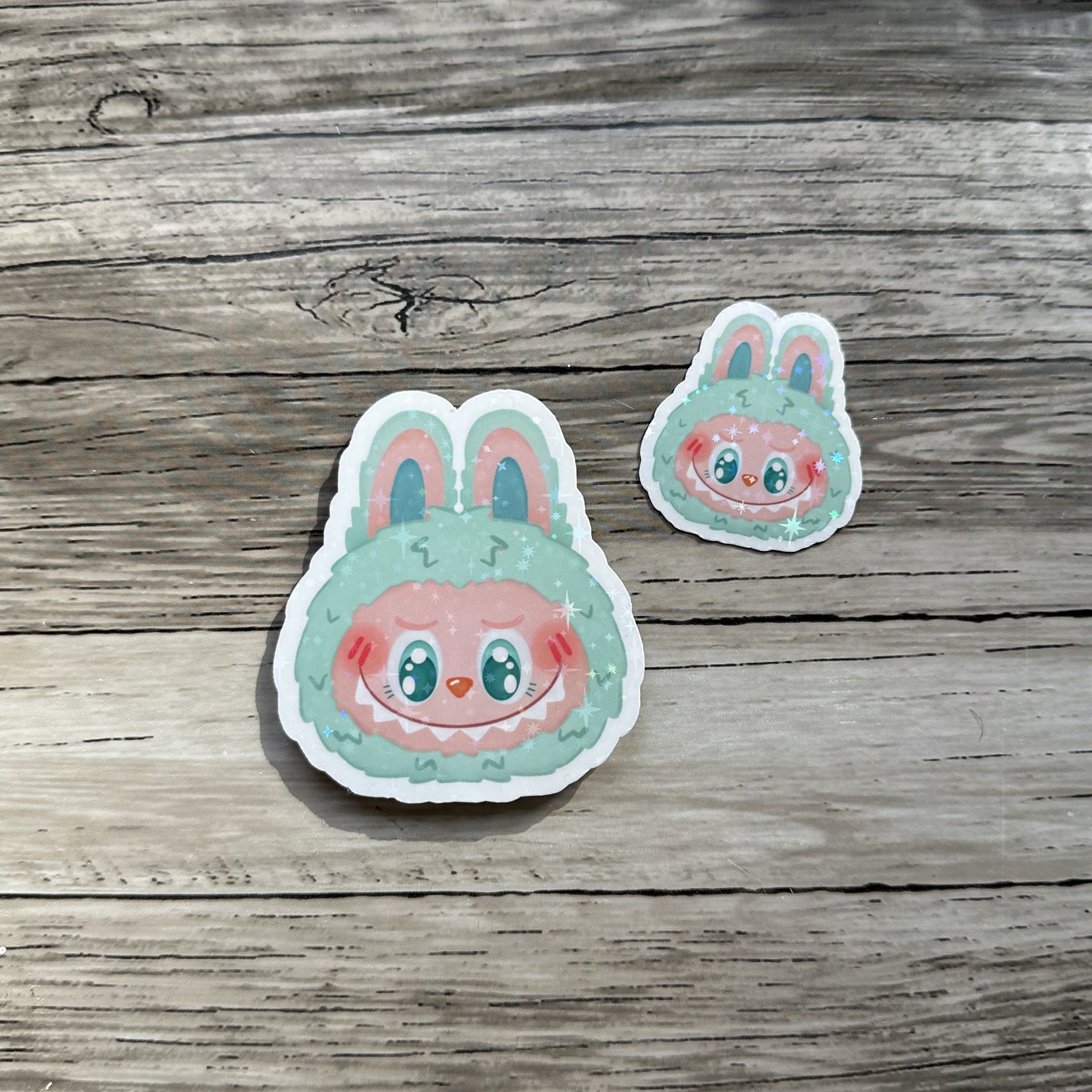 Teal Labubu head sticker